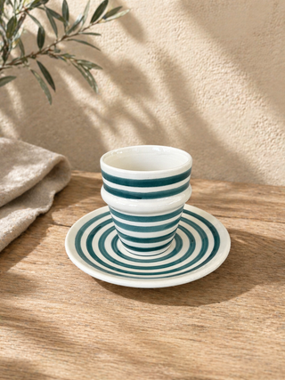 Tasse Espresso Rayée avec sous tasse