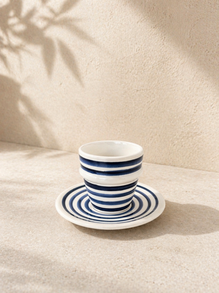 Tasse Espresso Rayée avec sous tasse